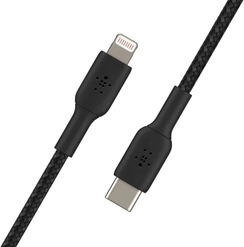 Vista 2 de Belkin BoostCharge - Cable USB C a Lightning trenzado de nailon de 3.3 pies/1M, con certificación MFi de 18 W con Entrega de Energía, cable de carga