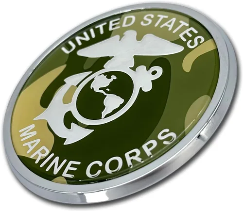Vista 3 de Emblema de camuflaje cromado para automóvil de Marine Corps