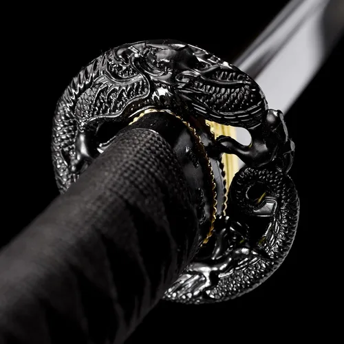 Vista 6 de Samurai Katana Espada hecha a mano de acero de alto carbono 1095 Japonesa Real Katana Espada de Espiga Completa Afilada