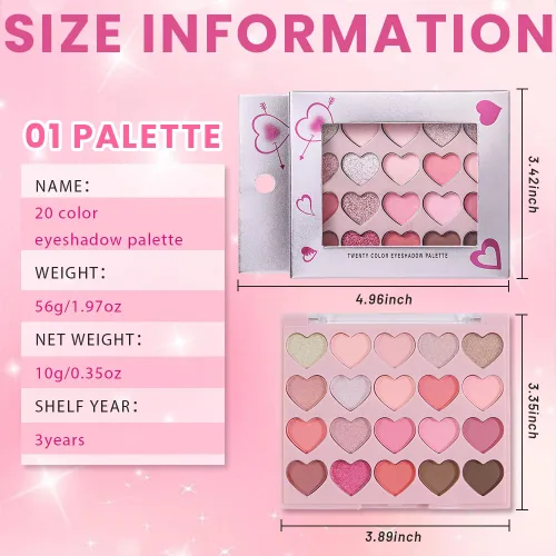 Vista 6 de SUAKE Paleta de sombras de ojos rosa nude, mate y brillante, alta pigmentación, 20 colores, marrón y morado para maquillaje de ojos, paleta