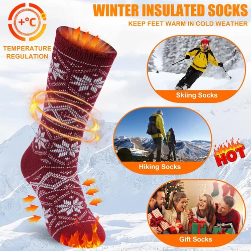 Vista 6 de Sunew - Calcetines deportivos térmicos, cálidos, unisex, gruesos, con aislamiento térmico, para invierno
