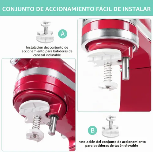Vista 4 de Accesorio para helado compatible con mezcladores KitchenAid de 4.5/5/6/7 cuartos de galón, hace 2 cuartos de helado, compatible con accesorio