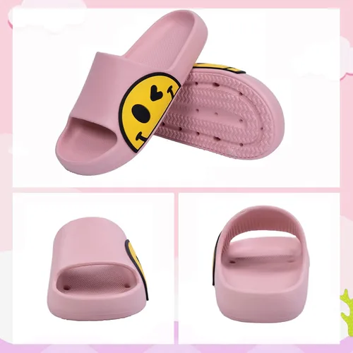 Vista 2 de Pantuflas para hombre, mujer, niñas y niños, de etilvinilacetato, antideslizantes, para interiores y exteriores, pantuflas con caras sonrientes