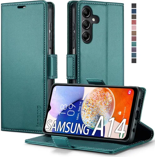 Vista 13 de Funda tipo cartera para Samsung Galaxy A12 con tarjetero [bloqueo RFID] atril magnético, funda de cuero con tapa para Samsung Galaxy A12 (negro)