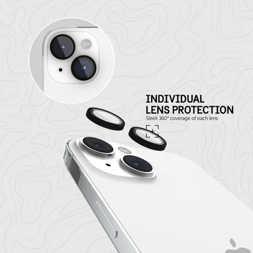 Vista 5 de Pelican - Protector de lente de cámara con anillos de aluminio para iPhone 15 / iPhone 15 Plus - Vidrio templado 9H - Resistente a los arañazos