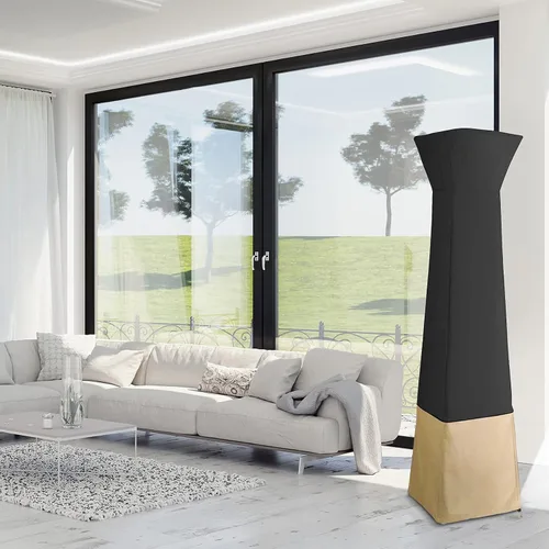 Vista 6 de Stanbroil Pyramid - Funda para calentador de patio, resistente e impermeable, con cremallera, 21 x 21 x 90 pulgadas, negro y camello