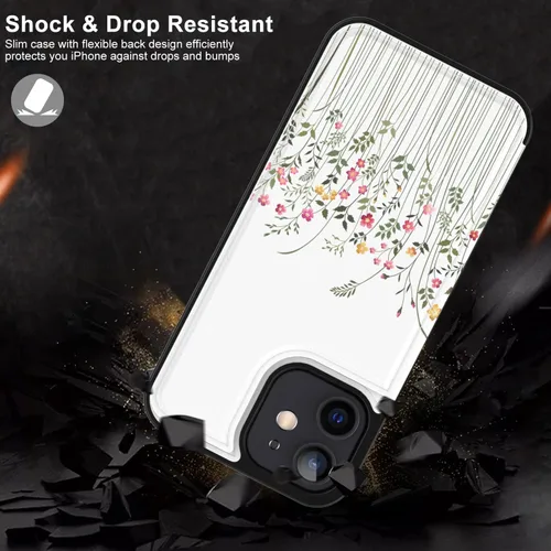 Vista 5 de bemal Funda tipo cartera para iPhone 12, iPhone 12 Pro, con función atril de cuero con diseño de moda para mujeres y niñas, ranuras para tarjetas