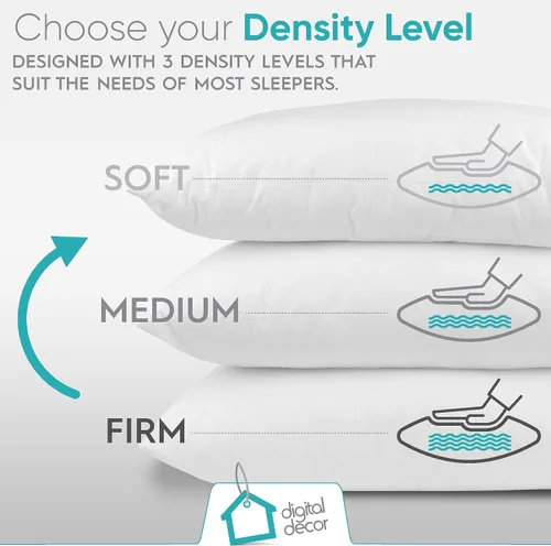 Vista 7 de Conjunto de dos almohadas alternativas para hoteles cinco estrellas 100% de algodón fabricadas en los EE. UU. con tres niveles de confort, Algodón