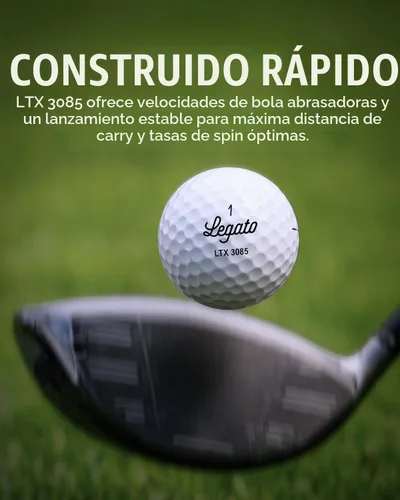 Vista 4 de Legato Pelotas de golf LTX3085 Distancia maximizada con tacto suave 3 piezas Cubierta de uretano Compresión 85 Blanco 1 DZ