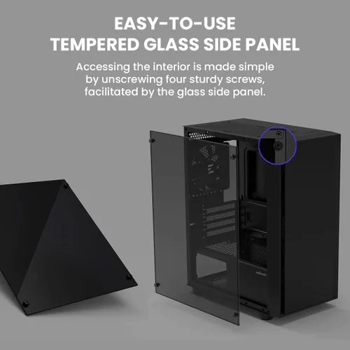 Vista 8 de Zalman T3 MATX Micro-ATX - Carcasa compacta para computadora de escritorio 2 x 120mm Non-RGB Fans, Full Tempered Glass Side Panel, USB 3.0, Modern