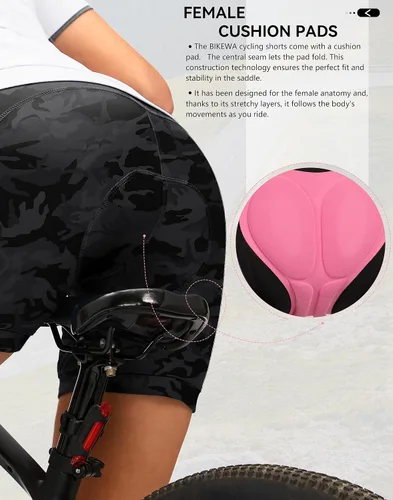 Vista 3 de Pantalones cortos de ciclismo acolchados 4D para mujer, 57 pulgadas, ropa interior de ciclismo, ciclismo de carretera, pantalones cortos para mujer