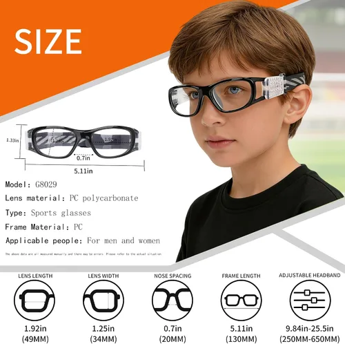 Vista 4 de N/A'' Gafas deportivas para niños, baloncesto, fútbol, entrenamiento, seguras, antiniebla, 7-12