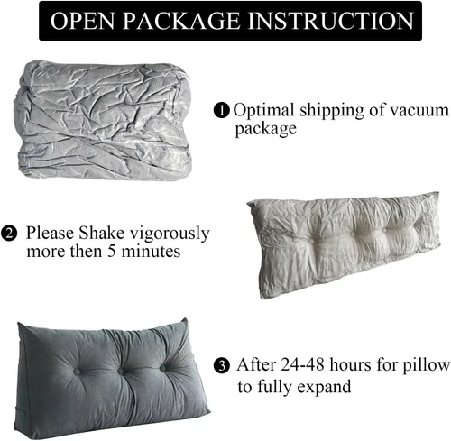 Vista 3 de Almohada de cuña para cabecera para dormir, almohadas de descanso de espalda con funda extraíble, almohada de lectura triangular para sentarse