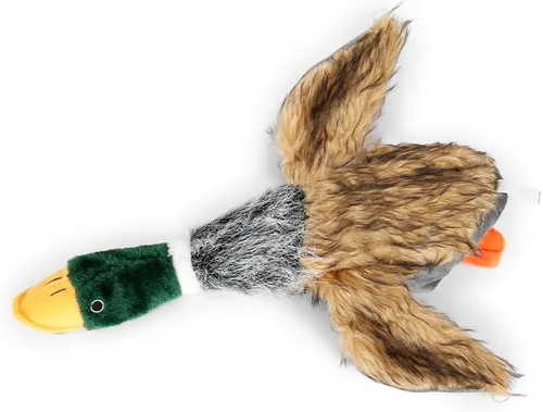 Vista 11 de wangstar Juguete chirriante para perros cachorros, juguetes para mantenerlos ocupados, juguetes de peluche de pato real para perros medianos