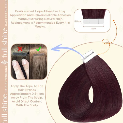 Vista 45 de Full Shine - Extensiones de cabello humano con cinta, mezcla de rubio hongo # 8 castaño ceniza resaltado 60 rubio ceniza