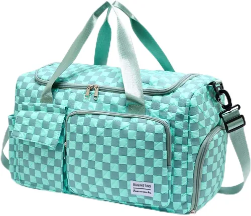 Vista 64 de Bolsa de Gimnasio Pequeña para Mujer, Bolsa de Lona de Viaje, Bolsa de Fin de Semana con Compartimento para Zapatos