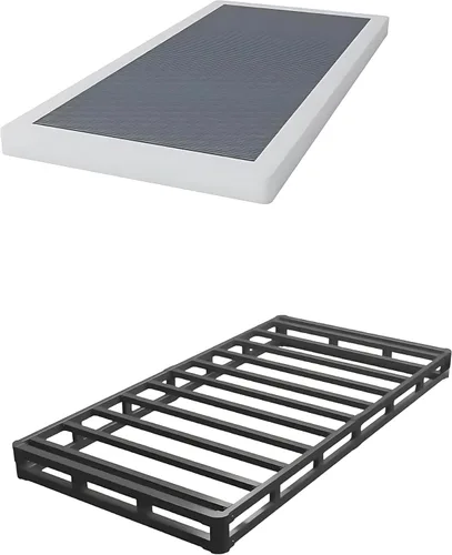 Vista 4 de XINXINYAN Twin con resorte de 3 pulgadas de perfil bajo, fuerte capacidad de carga Base de colchón de metal resistente con cubierta de tela