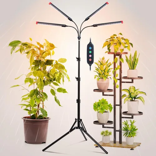 Vista 11 de Luces de Cultivo de Mesa de 3 Cabezales para Plantas de Interior, Inicio de Semillas, Verduras, Bonsái con Temporizador de Encendido/Apagado