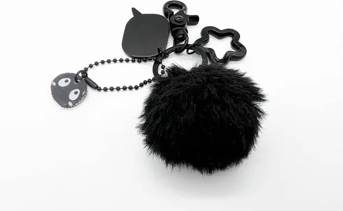 Vista 6 de YJacuing Llavero de peluche Dust Bunny Soot Sprite (estilo A)