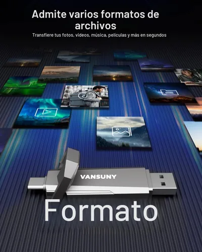 Vista 4 de Vansuny Unidad de estado sólido USB de 256 GB de hasta 1000 MB/s USB 3.2 Gen 2 Dual SSD USB A + Tipo C SSD externo portátil para teléfono Android