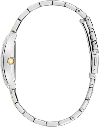 Vista 2 de Caravelle by Bulova - Reloj de cuarzo clásico de 3 manecillas para mujer, con números romanos, caja rectangular, cristal mineral curvo