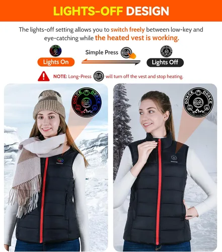 Vista 4 de DOACE Chaleco térmico mejorado para hombres y mujeres, chaleco de calefacción eléctrica inteligente, chaqueta térmica ligera (batería no incluida)