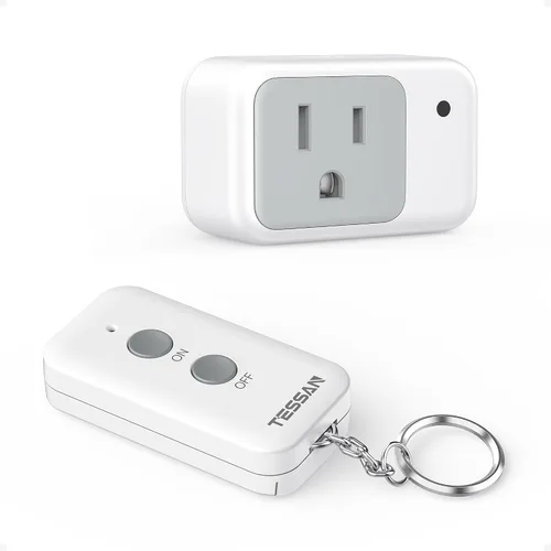 Vista 8 de TESSAN - Toma de control remoto, interruptor de luz de toma de corriente inalámbrico, enchufe de pared con interruptor de encendido/apagado