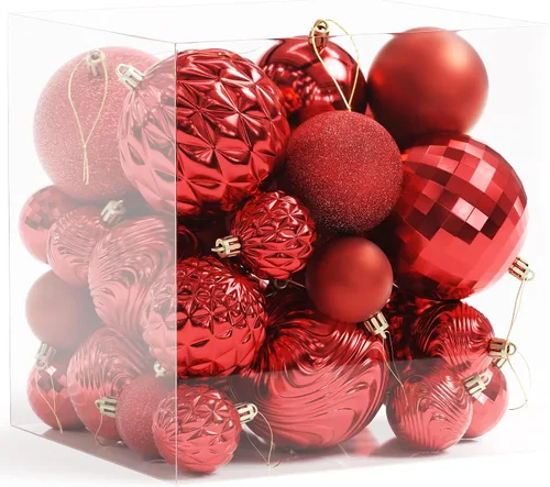 Vista 10 de Christmas Tree Ornaments - 36 PCS Shatterproof Christmas Ball Ornaments Set for Holiday, Wreath & Party Decorations (Multi-Size, Red, Gold)