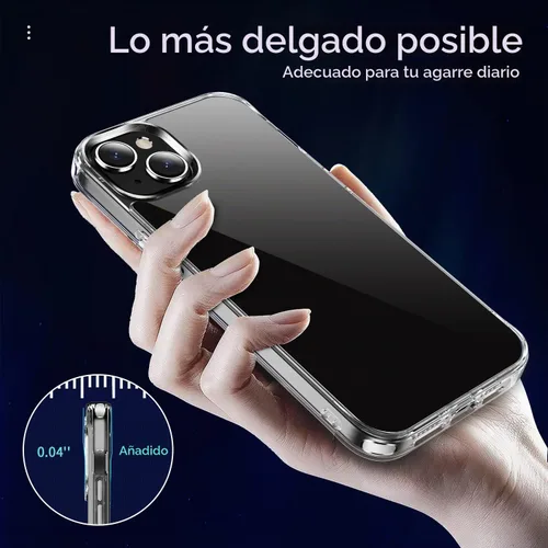 Vista 8 de JJGoo Compatible con iPhone 13 Funda transparente, transparente a prueba de golpes, delgada, antiarañazos, carcasa protectora de policarbonato duro
