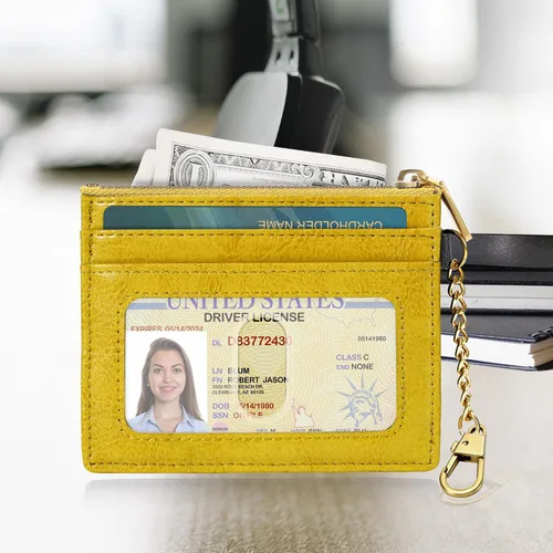 Vista 11 de SEAVILIA Tarjetero llavero cartera para mujer con ventana de identificación RFID monedero regalo abeja delgada minimalista pequeña cartera