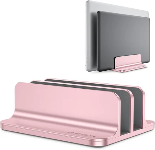 Vista 17 de OMOTON Soporte vertical para computadora portátil [versión doble actualizada], soporte de escritorio de aluminio para Mac Book con base ajustable