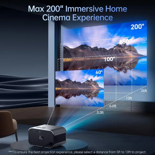 Vista 10 de Mini proyector con WiFi y Bluetooth, soporte 4K, proyector inteligente portátil al aire libre nativo 1080P, pantalla espejo compatible
