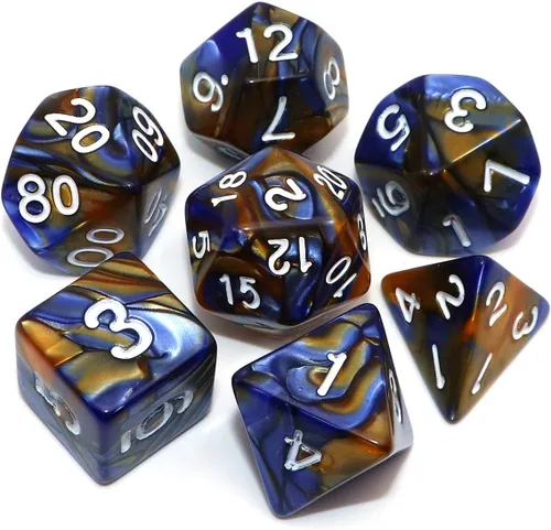 Vista 24 de Juego de dados poliédricos DND con brillo para juegos de rol de mazmorras y dragones (D&D) RPG, dados verdes mezclados con nebulosa negra