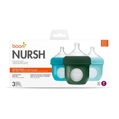 Vista 7 de Boon Nursh Bottles - Los biberones de silicona ayudan a aliviar los Azul