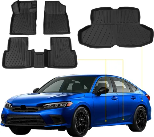 Vista 8 de Alfombrilla de carga compatible con Honda Civic Hatchback 2022-2025 2026, forro de carga de elastómero termoplástico, protector de cubierta