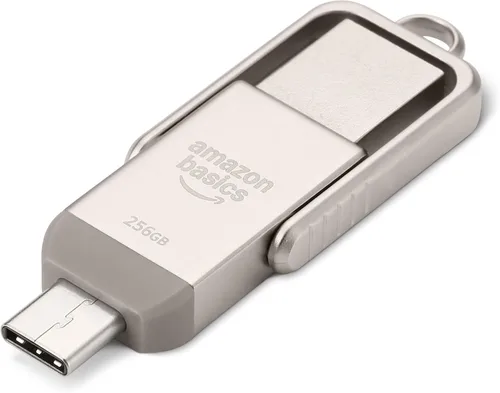 Vista 7 de Amazon Basics Unidad Flash USB, Memoria Stick con Puertos Duales USB C y USB A, 128GB, Plata Champán