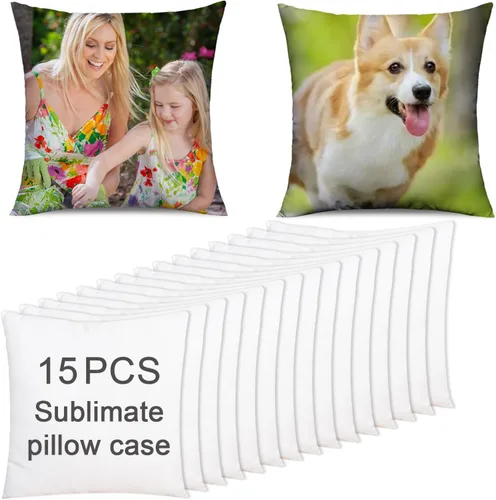 Vista 8 de OKBA 10 fundas de almohada de sublimación en blanco de 16 x 16 pulgadas, fundas de cojín blancas de satén brillante, fundas de almohada