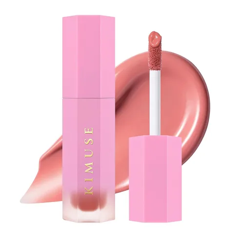 Vista 12 de KIMUSE Rubor líquido para mejillas, tinte hidratante para labios y mejillas Rosa neutro suave de fantasía