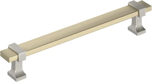 Vista 11 de Amerock Overton - Tirador para gabinete de 96 mm de centro a centro en acabado negro mate cepillado/bronce champán, BP36681BMBCZ