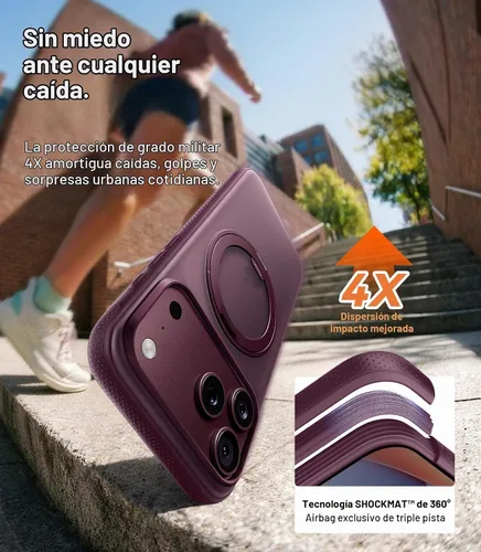 Vista 6 de TORRAS Funda con soporte magnético 360 para iPhone 18 Pro, O3 Fitness Borgoña