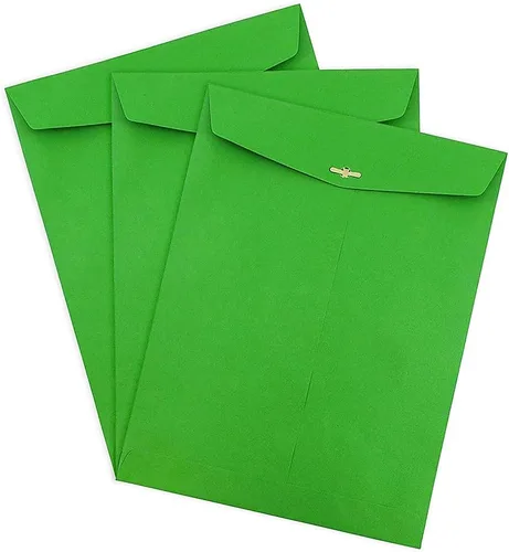 Vista 3 de JAM Paper, sobre de papel catálogo con cierre, con extremo abierto, 10 x 13 pulgadas, Verde