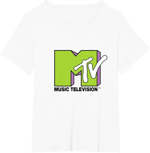 Vista 107 de Camiseta de tratamiento de relleno con logotipo MTV verde lima y morado, Negro, S Azul Marino