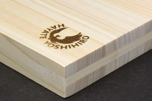 Vista 7 de Yoshihiro Hinoki Cypress - Tabla de cortar con núcleo antitorsión, madera Hinoki japonesa, apta para cuchillos, grado profesional, (grande)