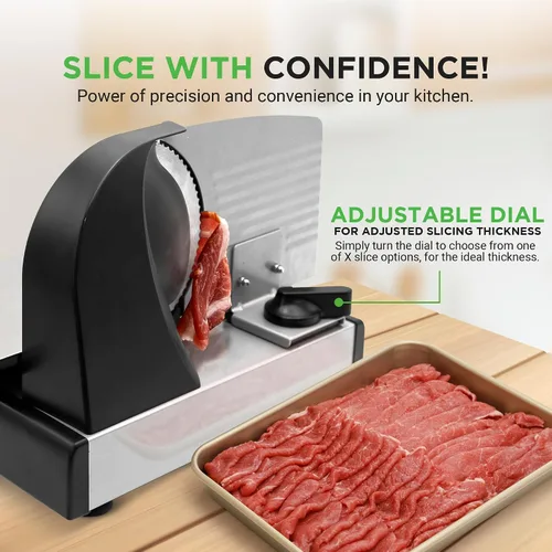 Vista 2 de NutriChef Cortador de carne eléctrico Cortador automático de carne, delicatessen y pan de 200W Selector ajustable para rango de corte de 0-15mm