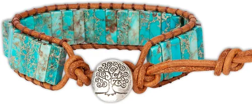Vista 4 de SPUNKYsoul Pulsera de cuero con cuentas bohemias hechas a mano para mujer