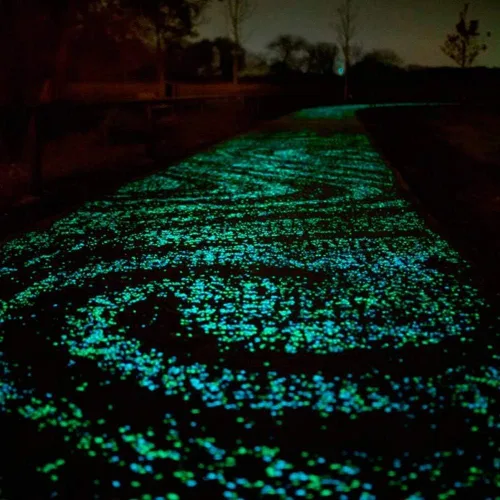 Vista 6 de 100 piedras luminosas que brillan en la oscuridad, piedras de jardín para el hogar, pasarelas al aire libre, jardín, camino, patio, césped, jardín