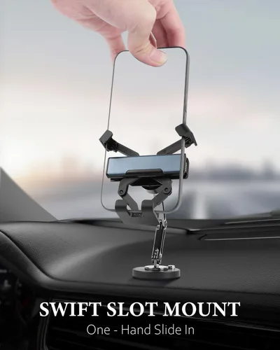 Vista 2 de Gravity Lock - Soporte de teléfono de doble brazo para automóvil con rotación de 360° y protección de silicona, soporte plegable universal
