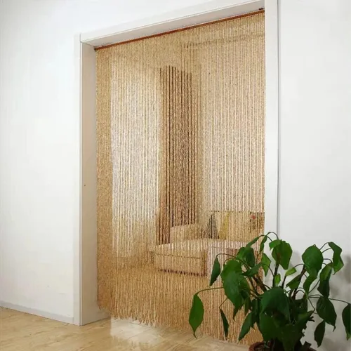 Vista 5 de Cortina de madera con cuentas para puerta, cortinas divisoras de habitación, cortina de decoración de cuentas de bambú para puertas, para pasillo