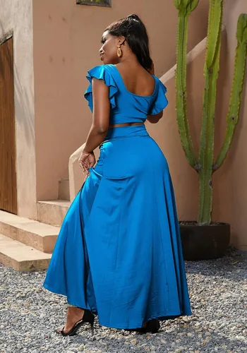 Vista 7 de LKOUS Vestido largo hawaiano sexy con cuello en V para mujer, vestido largo hawaiano de color sólido, vestido largo para vacaciones