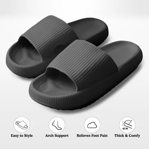 Vista 5 de Pillow Slides Pantuflas para mujer y hombre Sandalias antideslizantes para piscina Suelas gruesas Sandalias ergonómicamente diseñadas Uso